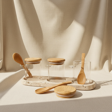 Set de Alamacenamiento Mármol Travertino