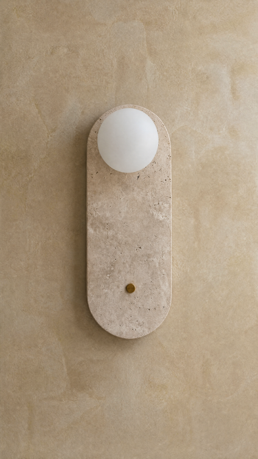Lumen Oval Travertino · Muro - Lamparas - La Cassa Mia
