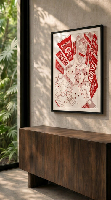 Shibuya in Red - Poster Decorativo - Arte - La Cassa Mia