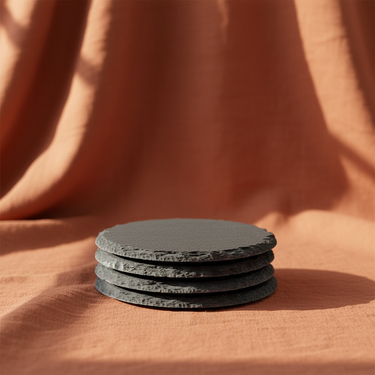 Set de 4 Portavasos Redondos de Carbón