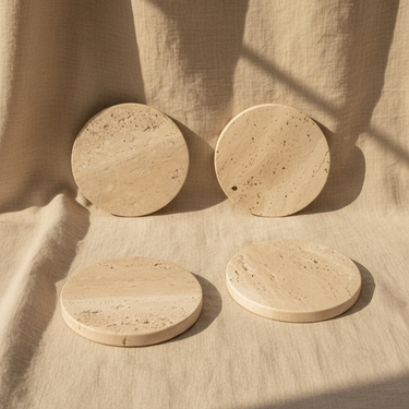Set de 4 Portavasos de Mármol Travertino
