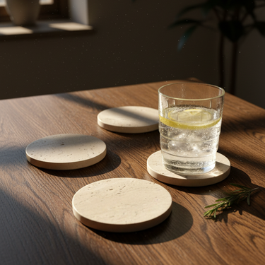 Set de 4 Portavasos de Mármol Travertino