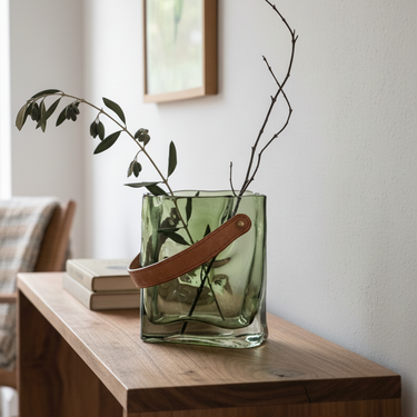 Glass Handbag Vase - Verde - La Cassa Mia