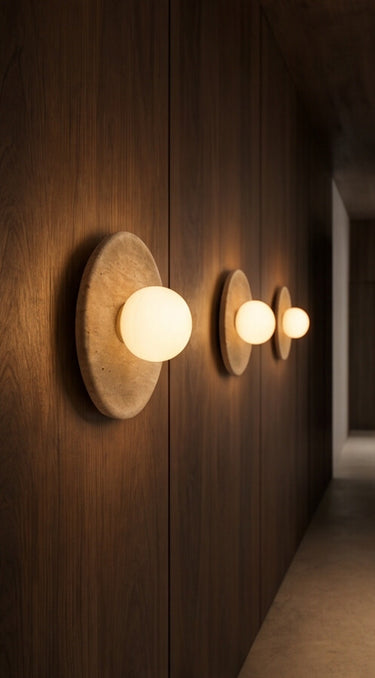 Lumen Circular Travertino · Muro - Lamparas - La Cassa Mia