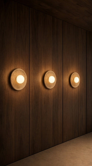 Lumen Circular Travertino · Muro - Lamparas - La Cassa Mia
