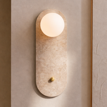 Lumen Oval Travertino · Muro - Lamparas - La Cassa Mia