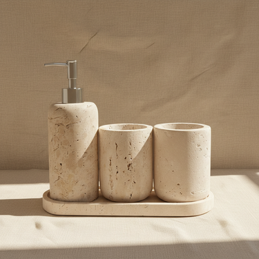 Set de Baño de Mármol Travertino - Set de baño - La Cassa Mia