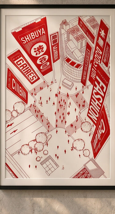 Shibuya in Red - Poster Decorativo - Arte - La Cassa Mia